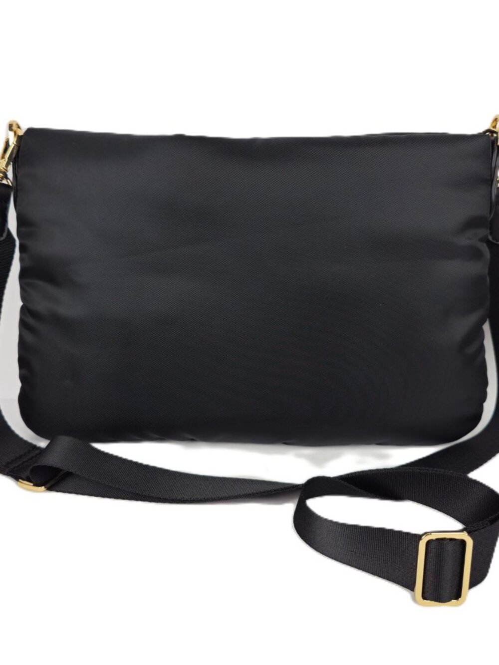 A New Day Black Nylon Crossbody Shoulder Bag Gold Hardware Adjustable Strap